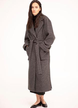 Женское пальто-халат season грэйс цвета графит1 фото