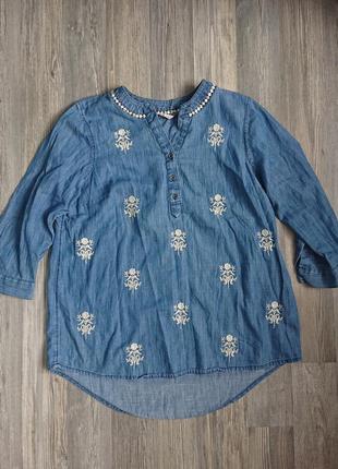 Джинсовая блуза кофта р.44/46 блузка блузочка3 фото