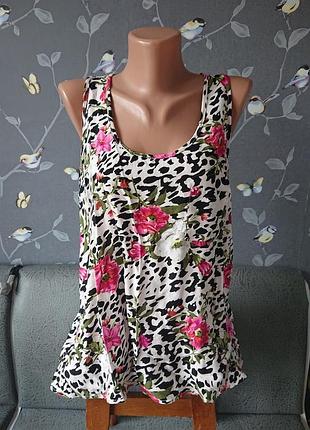 Красивая блуза в цветы р.46/48 блузка  майка4 фото