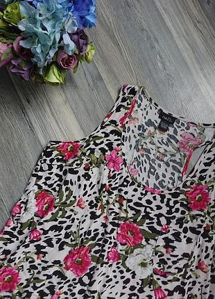 Красивая блуза в цветы р.46/48 блузка  майка5 фото