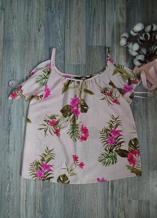 Красивая  блуза в цветы р.44 /46 блузка майка футболка