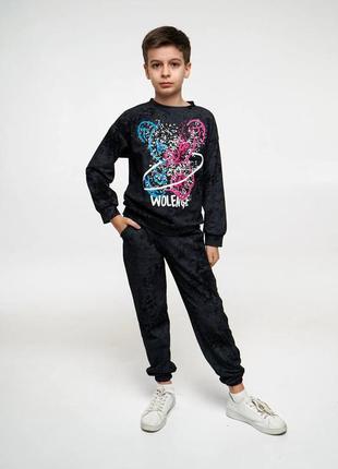 Весняний підлітковий спортивний костюм у техніці тай-дай, костюм для хлопчика на весну двонитка пеньє 95% бавовни