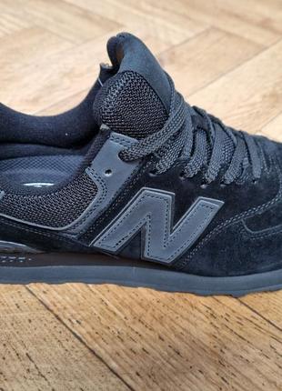 Кроссовки мужские нью беленс 574( new balance 574) чёрный замш