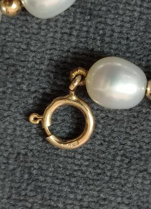 Золотий браслет з натуральних перлів6 фото