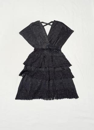 Коротка святкова сукня коктейльна хакі з люрексом р s