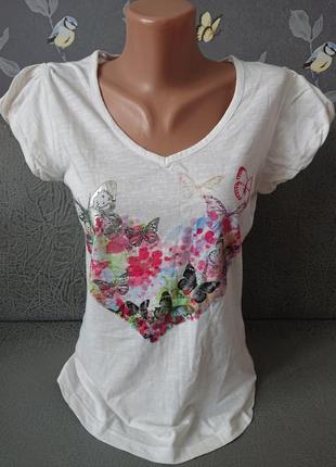 Красивая блуза футболка хлопок с рисунком р.44 /46 блузка блуза6 фото