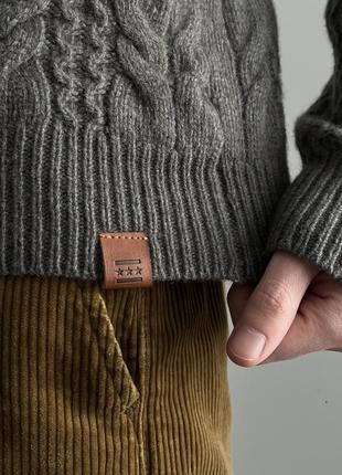 Wool knit sweater вовна кашемір светр оригінал теплий вязаний олива стильний цікавий гольф кофта преміум хороший якісний3 фото