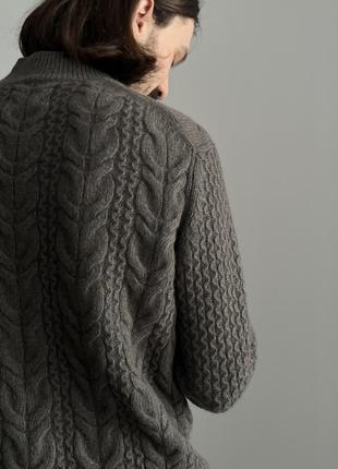 Wool knit sweater вовна кашемір светр оригінал теплий вязаний олива стильний цікавий гольф кофта преміум хороший якісний6 фото