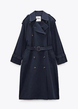 Zara стильна новинка двобортний тренч плащ пальто двубортный тренд