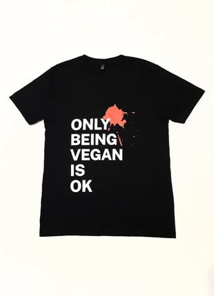 Нова чорна футболка для веганів р м