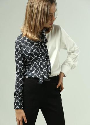 Блузка "бренд" чорно-біла3 фото