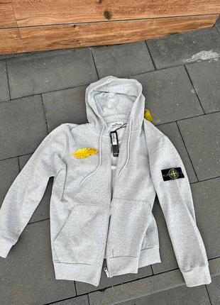 Олімпійка зіп худі stone island сірий