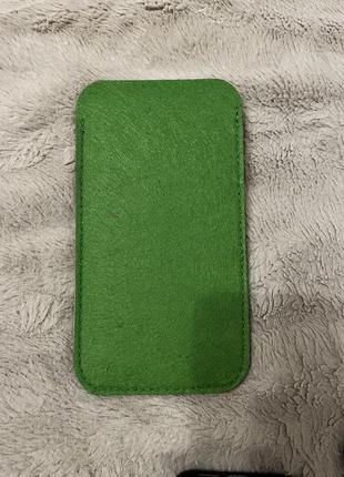 Фетровий чохол на телефон новий зелений стильний чохол2 фото