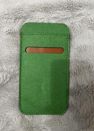 Фетровий чохол на телефон новий зелений стильний чохол