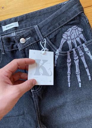 Джинси y2k | реп штани | джинси skeleton, bones3 фото