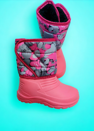 Розпродаж дитячі чобітки чорного кольору з принтом рожевого кольору, всередині штучне хутро!3 фото