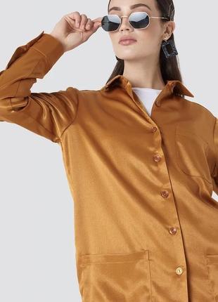 Оверсайз сатинова блуза сорочка під сатин na-kd в стилі cos arket zara4 фото