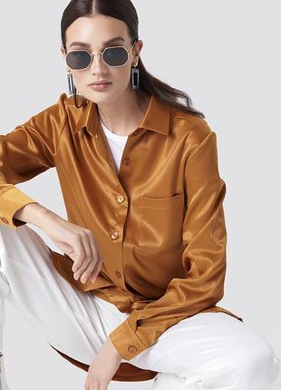 Оверсайз сатинова блуза сорочка під сатин na-kd в стилі cos arket zara