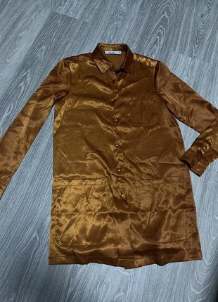 Оверсайз сатинова блуза сорочка під сатин na-kd в стилі cos arket zara5 фото