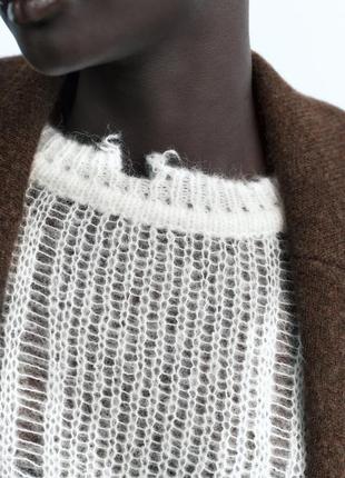 Класний рваний светр 37% вовни альпаки і  35% лани5 фото