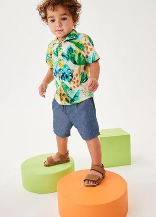 Набір костюм сорочка льон next шорти на 3-4 роки 98-104 см на хлопчика2 фото