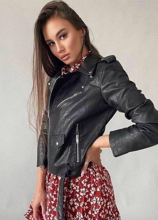 Чорна куртка косуха курточка шкірянка кожанка китай