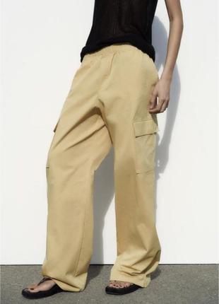 Штани широкі з карманами zara xs1 фото
