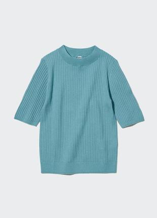 Джемпер uniqlo 100% extra fine merino ribbed half sleeved short jumper размер xs/s (450506)4 фото