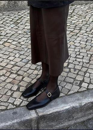 Шкіряні балетки мері джейн massimo dutti