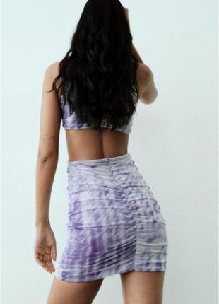 Короткое платье без рукавов фиолетового цвета zara короткая s4 фото