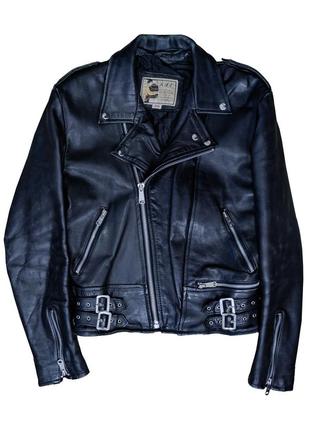 Вінтажна чоловіча шкіряна куртка косуха ami london 80х, vintage biker leather jacket10 фото