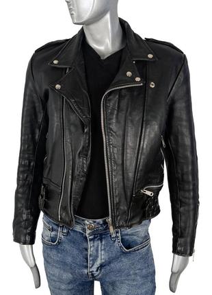 Винтажная мужская кожаная куртка косуха ami london 80х, vintage biker leather jacket3 фото