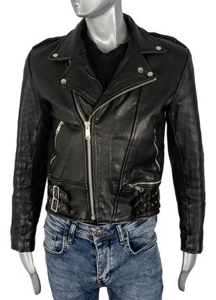 Вінтажна чоловіча шкіряна куртка косуха ami london 80х, vintage biker leather jacket2 фото