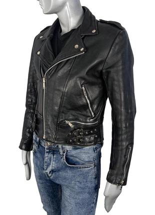 Вінтажна чоловіча шкіряна куртка косуха ami london 80х, vintage biker leather jacket1 фото