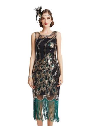 Шикарне плаття з стилі гетсбі в паєтках із бахромою babeyond