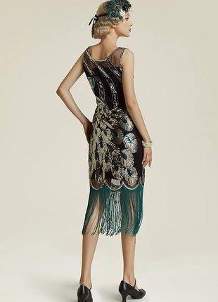 Шикарне плаття з стилі гетсбі в паєтках із бахромою babeyond2 фото