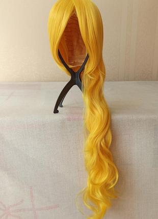 Довга жовта перука, з чубчиком, термостійка, нова, парик1 фото