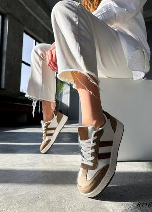 Дуже круті кеди - кросівки бежеві з коричневим4 фото