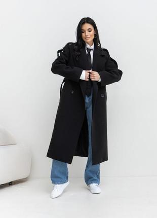 Original brand, пальто женское демисезонное, шерстяное двубортное, весеннее осеннее, деловое, черное3 фото