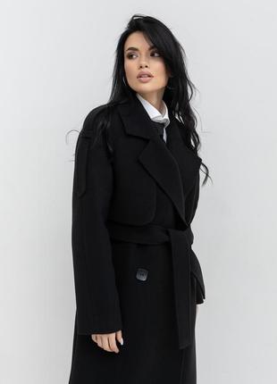 Original brand, пальто женское демисезонное, шерстяное двубортное, весеннее осеннее, деловое, черное6 фото