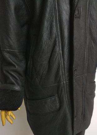 Werther вінтаж чорна натуральна базова оверсайз дублянка шкіряна куртка пальто бомпер шуба з чоловічого плеча натуральна овчина шкіра янгят m l xl7 фото