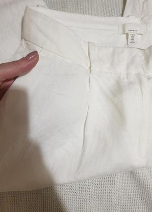 Білі льняні брюки палаццо м8 фото