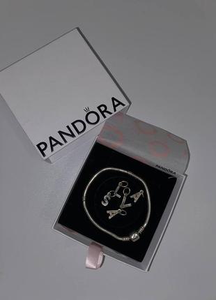 Браслет срібний silver s925 оригінальний pandora moments та шарми намистини букви