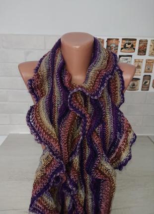 Красивый женский шарф воланами6 фото