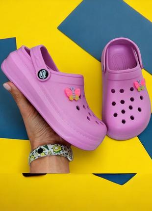 Детские качественные крокс сабо джибитс в подарок оранжевый оливка розовые