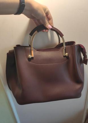 Бордовая сумка женская вместительная сумка2 фото