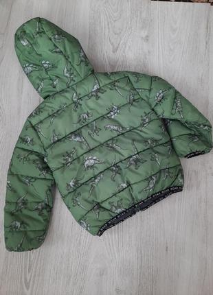 Демисезонная весенняя двухсторонняя куртка курточка с принтом динозавр nutmeg2 фото