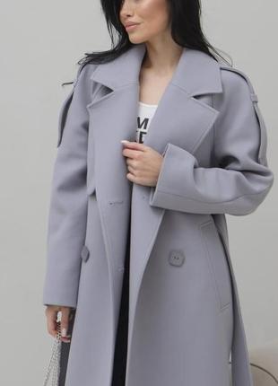 Original brand, пальто женское демисезонное, шерстяное двубортное, весеннее осеннее, деловое голубое