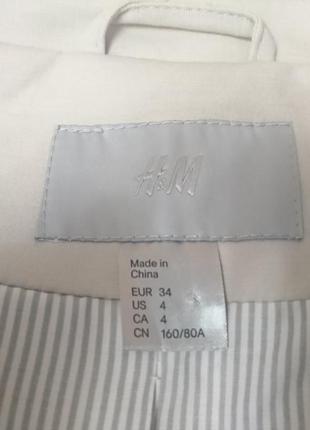 Трендовый офисный коттоновый жакет блейзер на пуговицах h&m xs2 фото