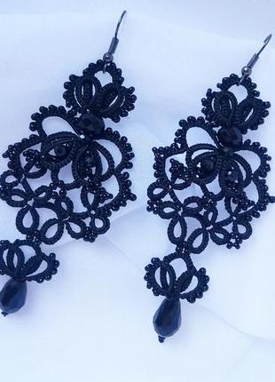 Вечірні мереживні сережки фріволіте